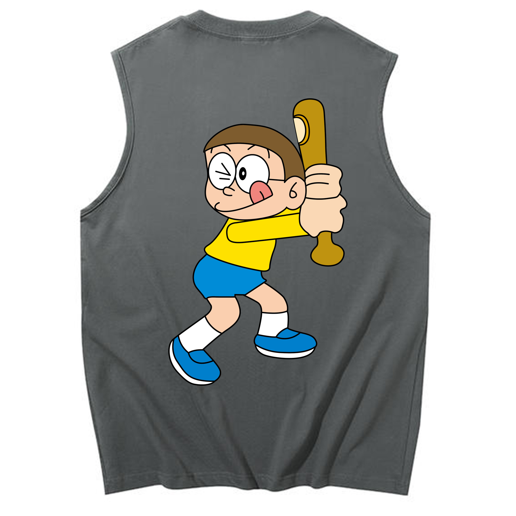 （画像用） ドラえもん 野比 のび太 Doraemon Nobita Nobi コットン100％タンクトップ（背面プリント）